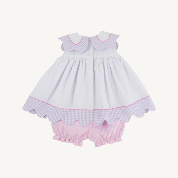 Sydney Scallop Set | Pink Greenbrier Gingham & Lauderdale Lavender Gingham with Worth Avenue White