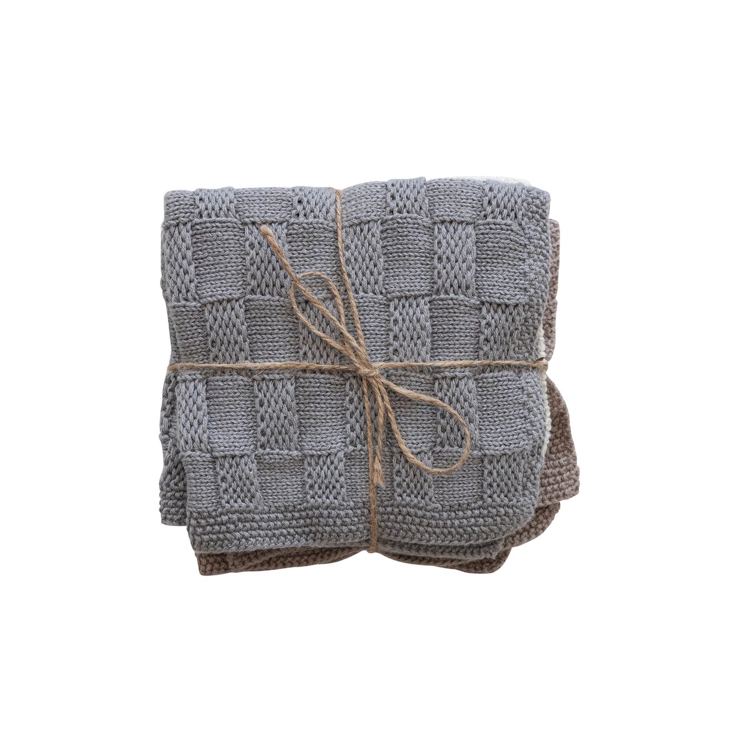 Cotton Blend Dish Towels w/ Weave Pattern | Set of 3 | 3 Colors