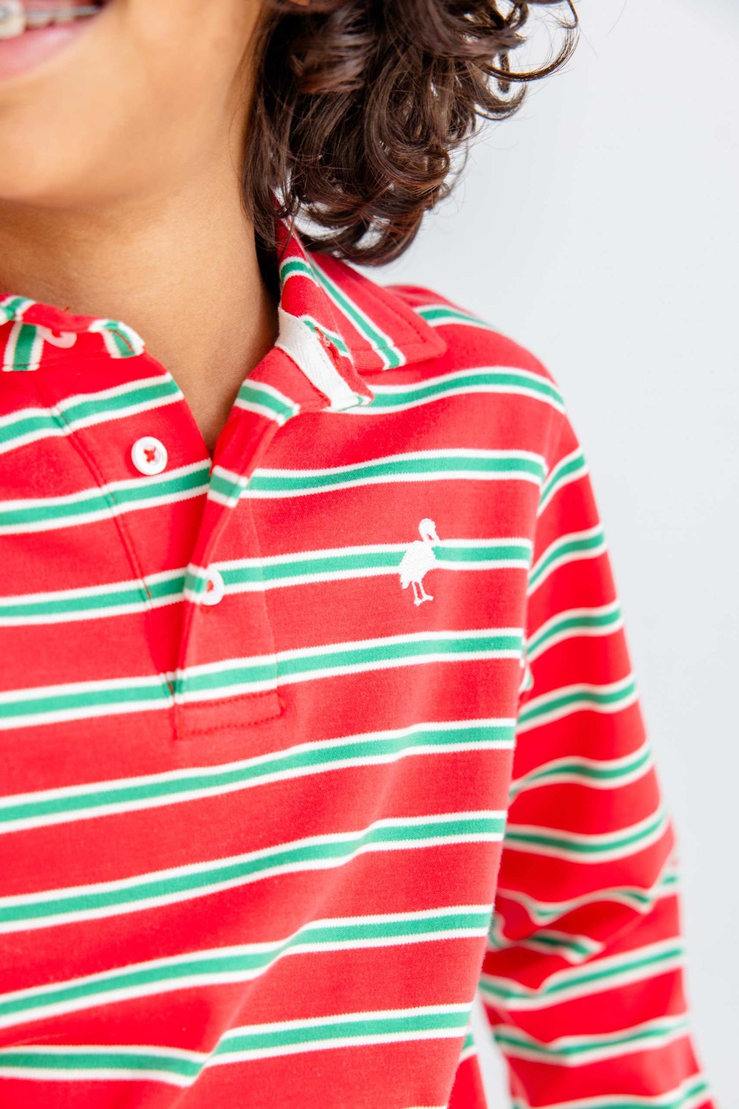 Prim and Proper Polo LS Pima | Richmond Red/Kiawah Kelly Green/Palmetto Pearl