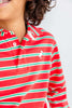 Prim and Proper Polo LS Pima | Richmond Red/Kiawah Kelly Green/Palmetto Pearl