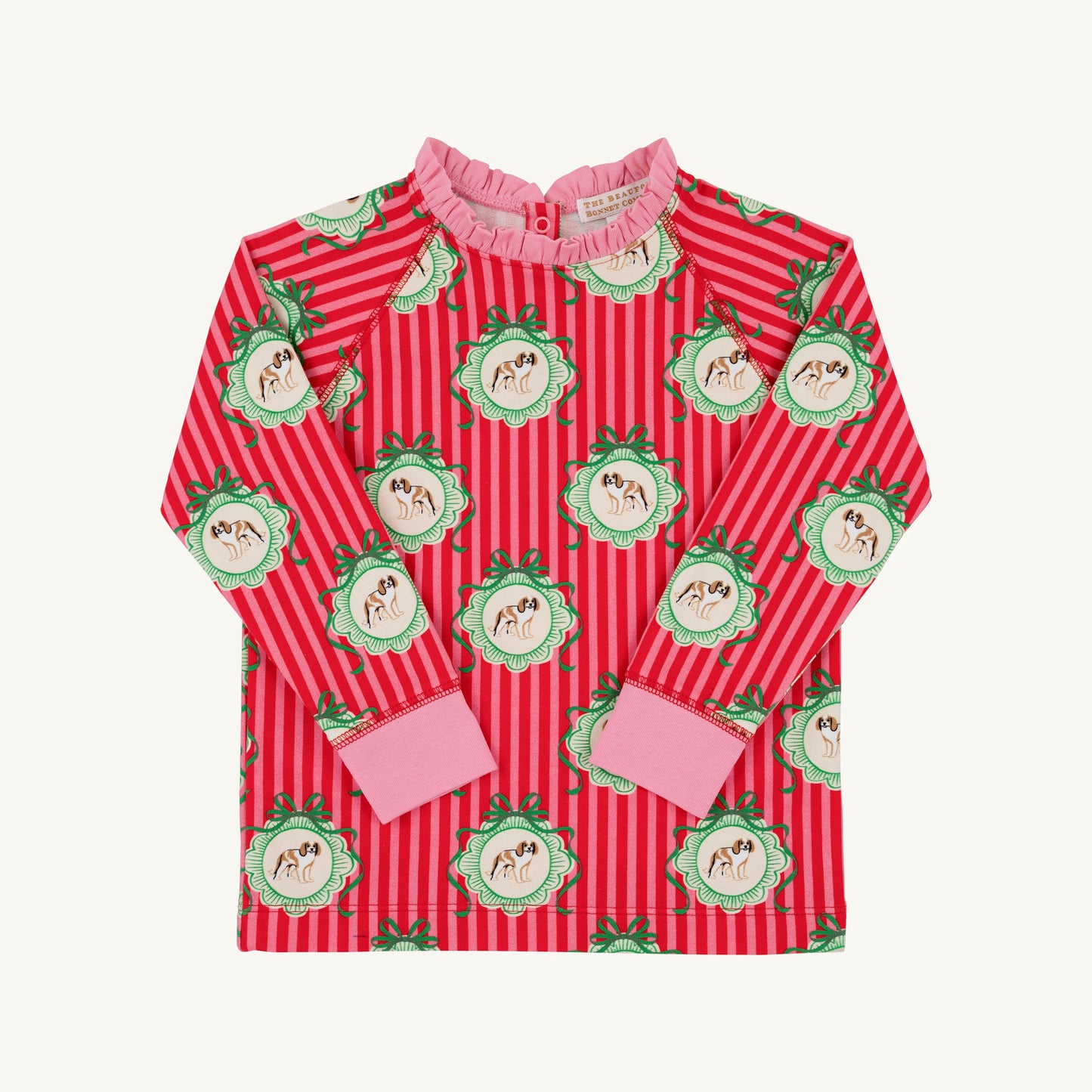 Cassidy Comfy Crewneck | Ruffle | Distinguished Doggies/Hamptons Hot Pink