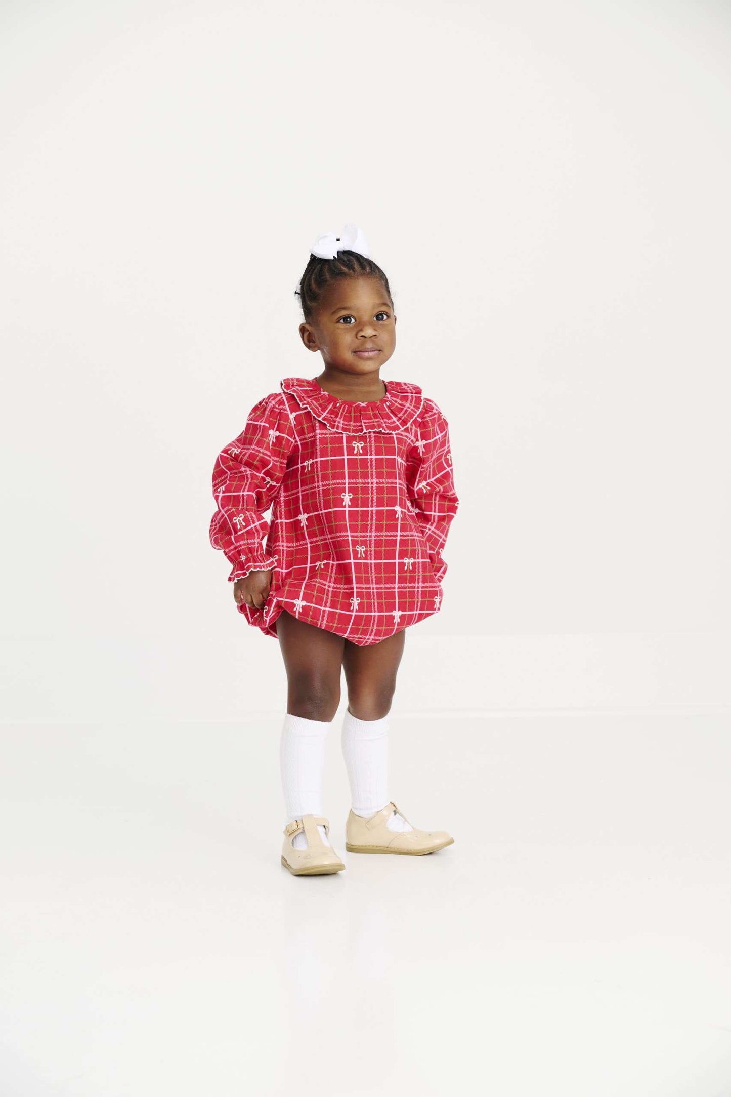 Long Sleeve Ramona Ruffle Bubble | Flannel | Torrington Tartan/Palmetto Pearl