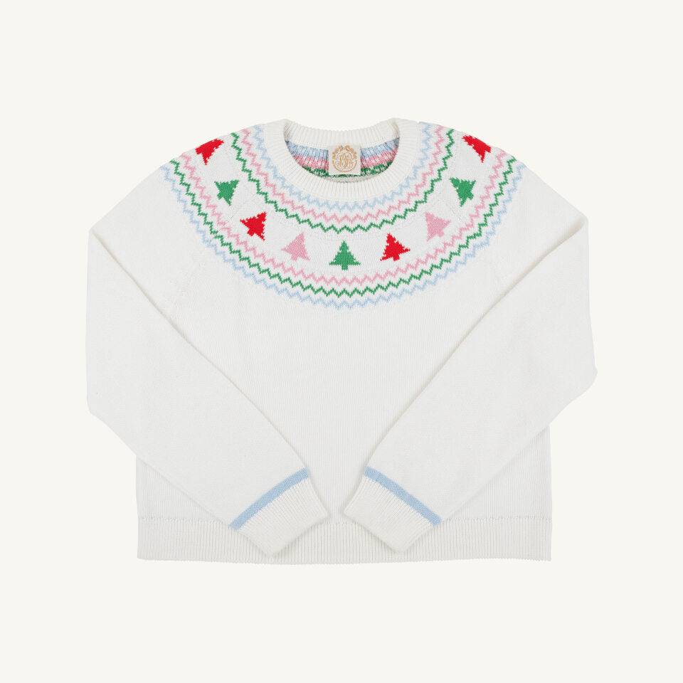 Isabelle's Sweater | Fairisle | Palmetto Pearl/Christmas Trees