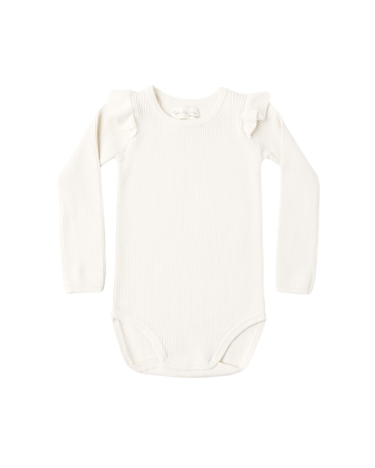 Shoulder Ruffle Bodysuit | Natural
