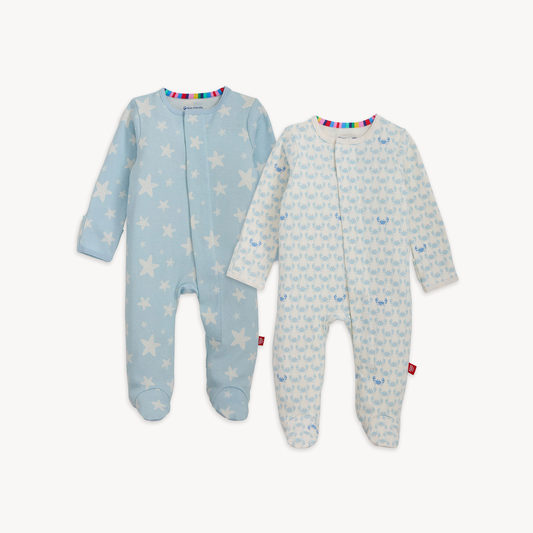 Organic Cotton Footie Bundle | 2 Pack Blue Multi