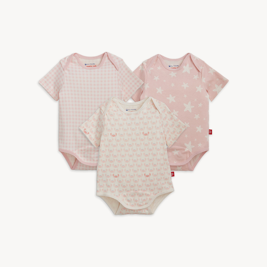 Organic Cotton Bodysuit | 3 Pack Pink Multi