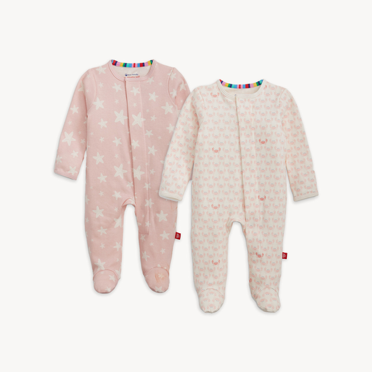 Organic Cotton Footie Bundle | 2 Pack Pink Multi
