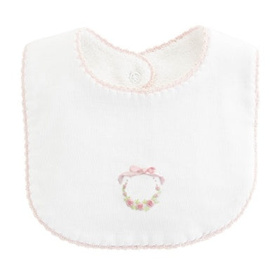 Bows and Roses Bib w/ Crochet Trim