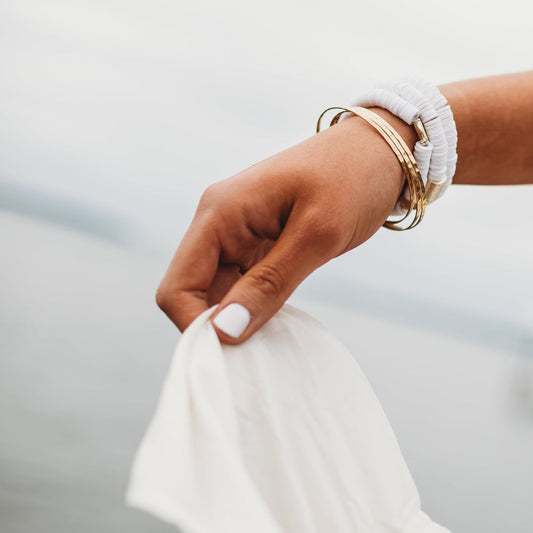 Eloise | Hammered Bangle 7 1/4" Plated 18k Gold