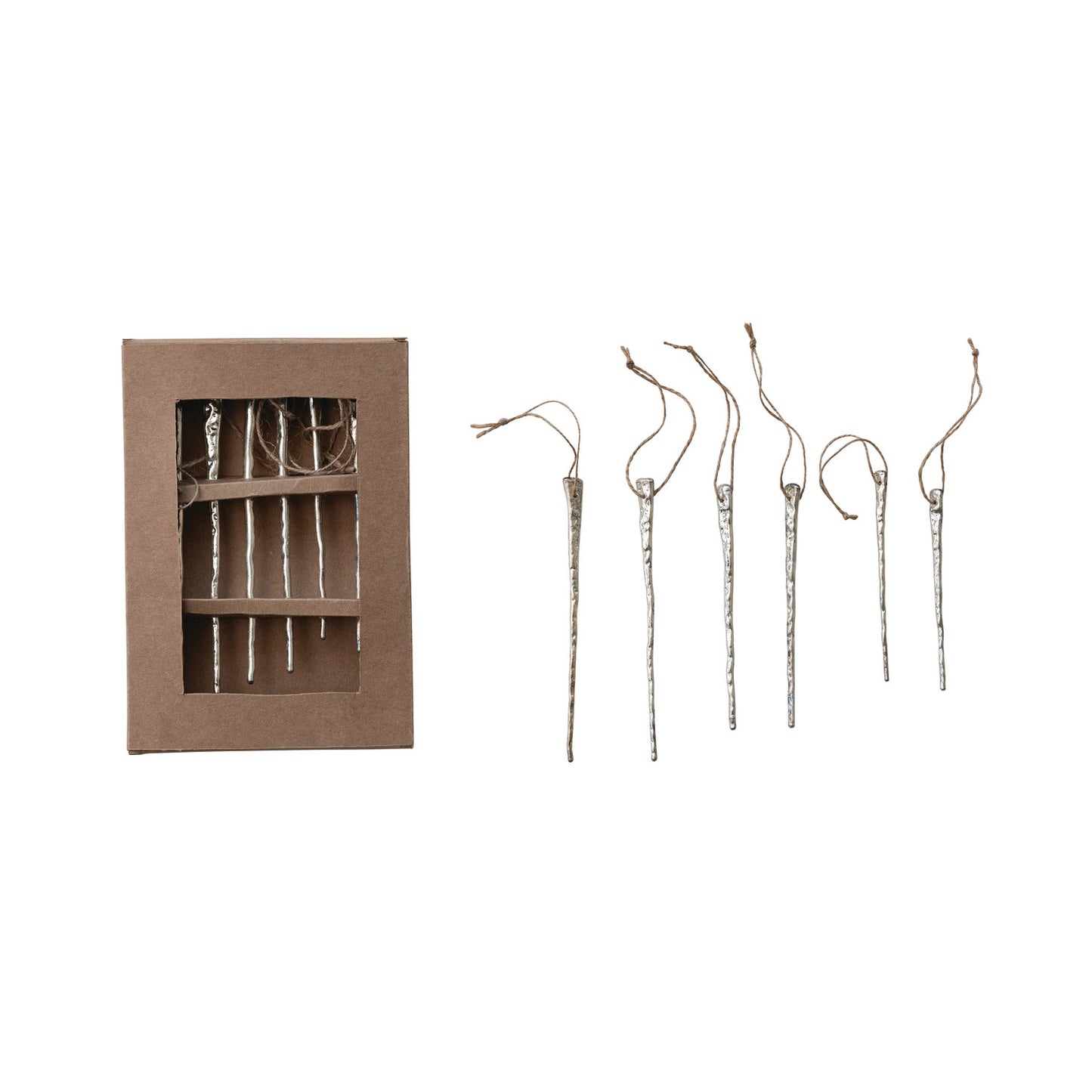 Mercury Glass Icicle Ornaments | Boxed Set of 6