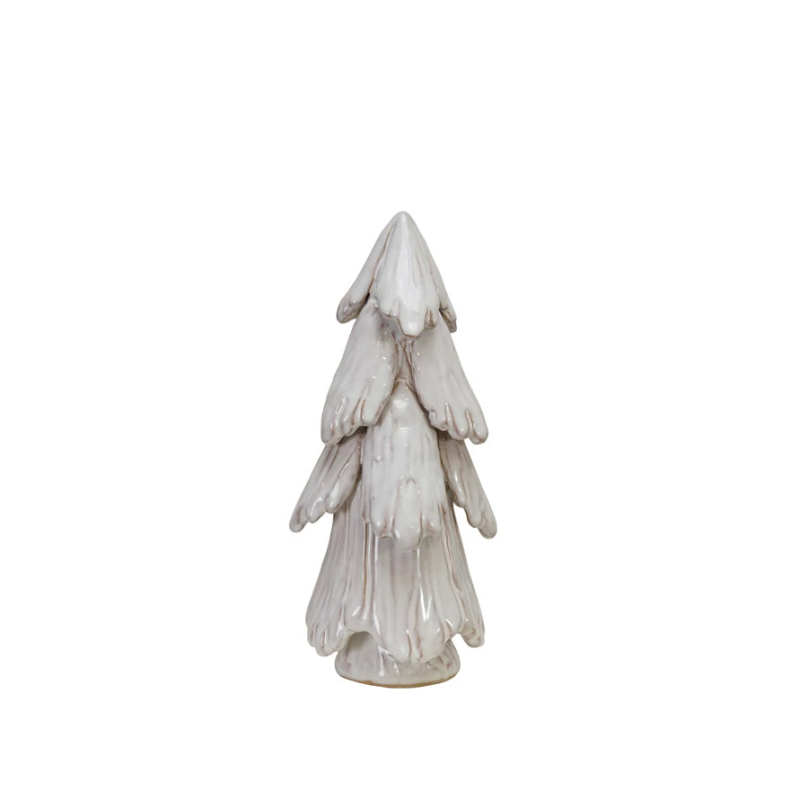 Handmade Stoneware Tree, Reactive Glaze | White | Small