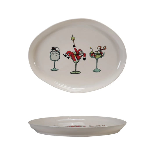 Stoneware Platter with Holiday Icon