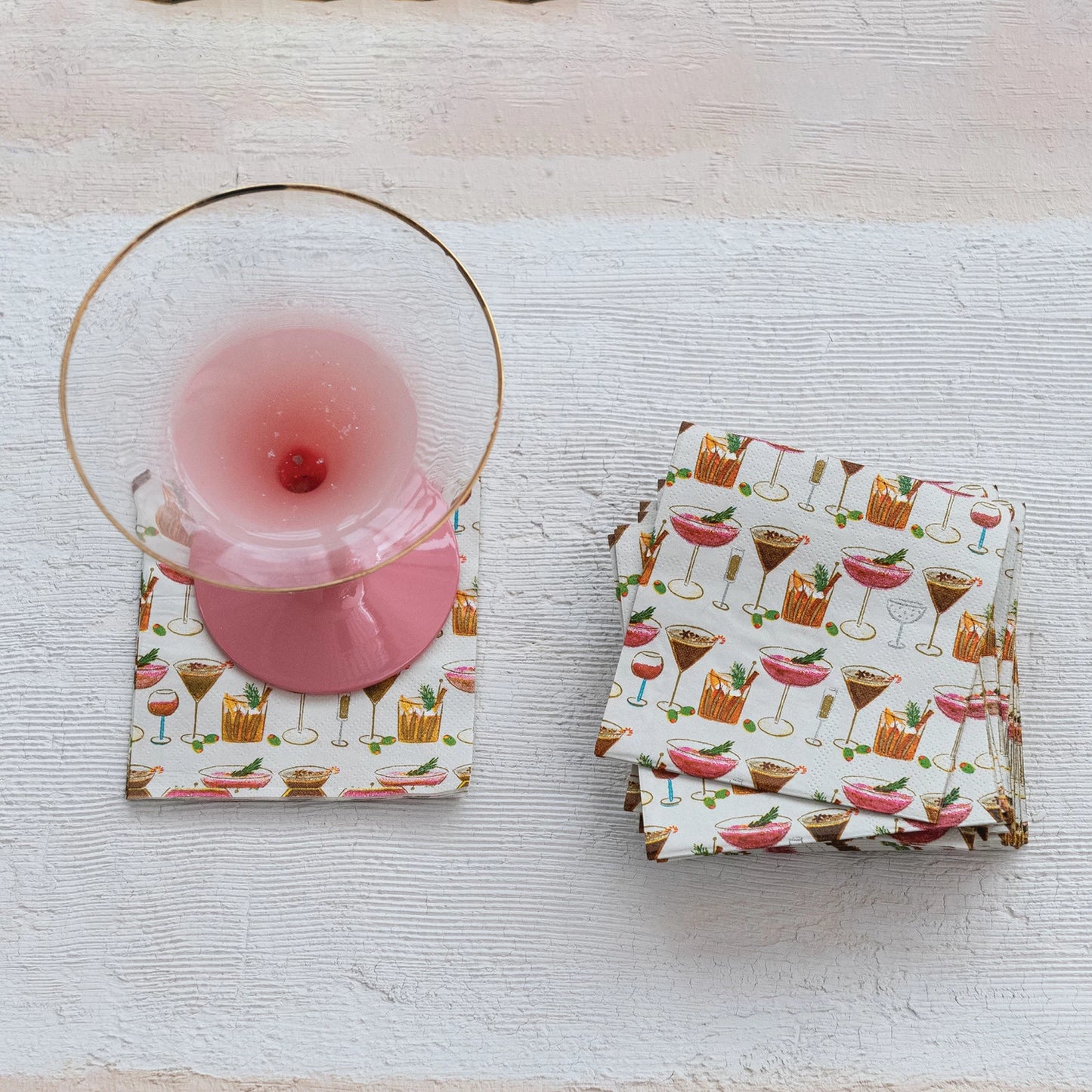 Paper Cocktail Napkins with Cocktail Pattern | 50 Pieces