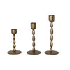Hand-Forged Iron Taper Holders, Antique Brass Finish | 3 Sizes