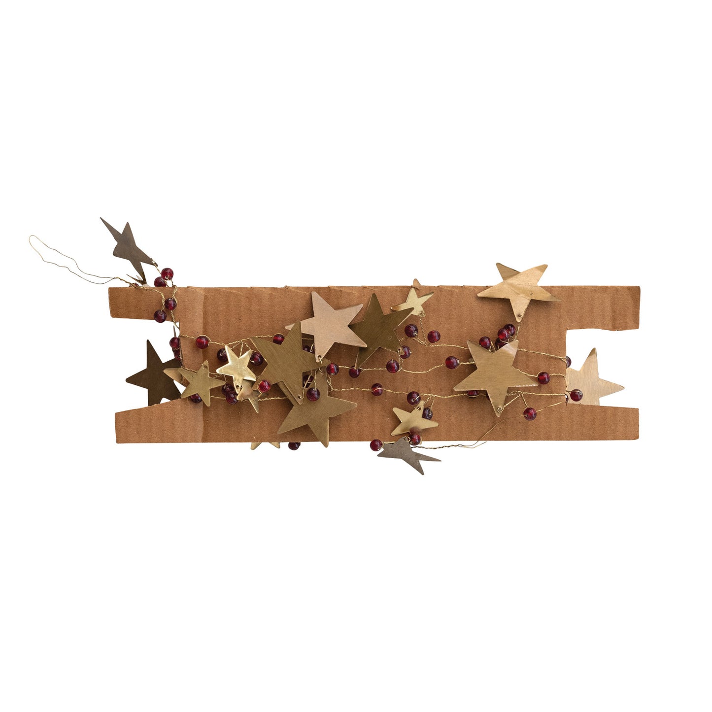 Brass Stars & Plastic Bead Garland | Gold/Red