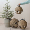 Oversized Hand-Woven Rattan Bell with Metal Leaves, Natural | 3 sizes