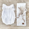 Voile Smocked Romper | White