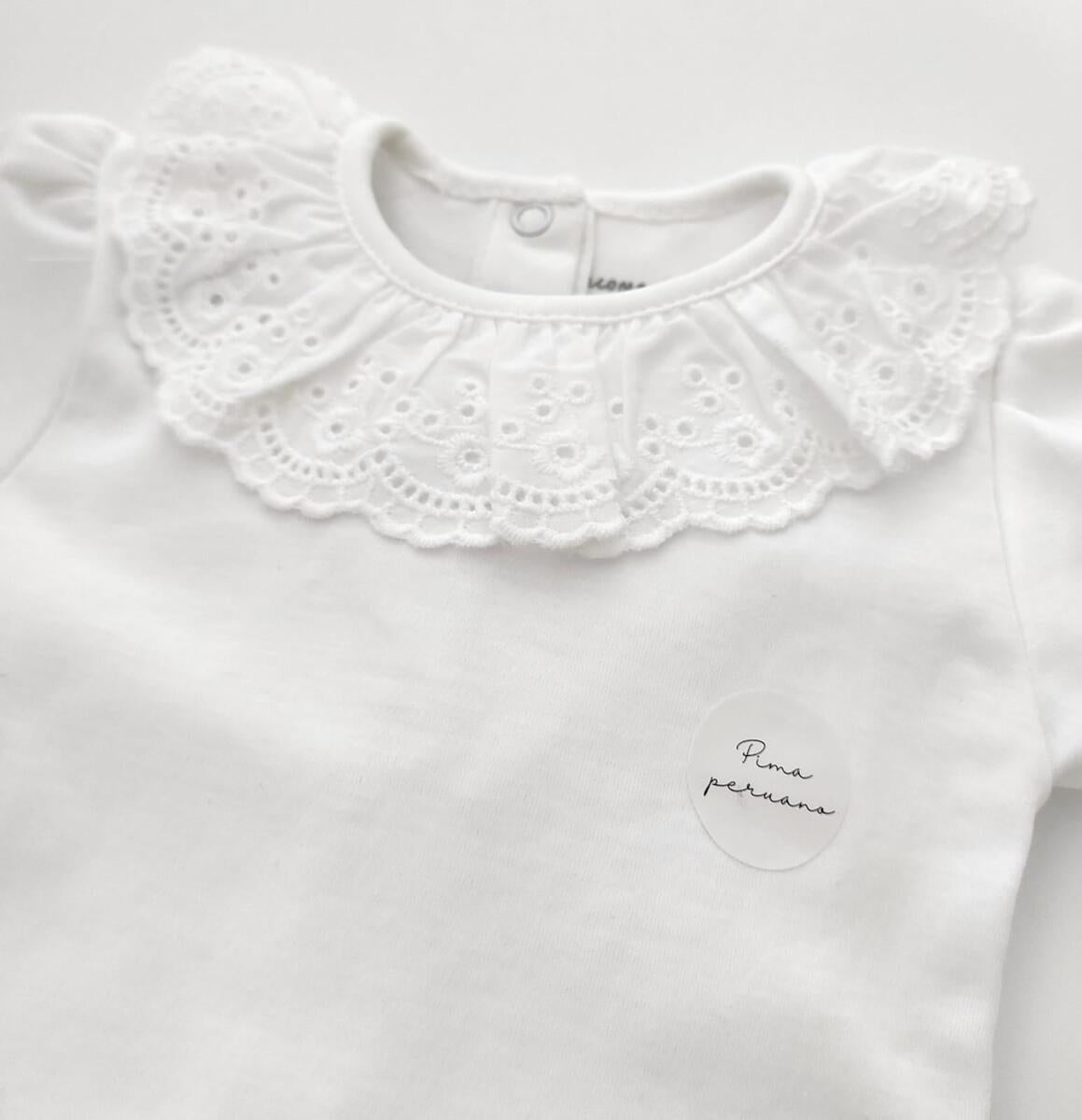 Broderie Short Sleeve Bodysuit | White