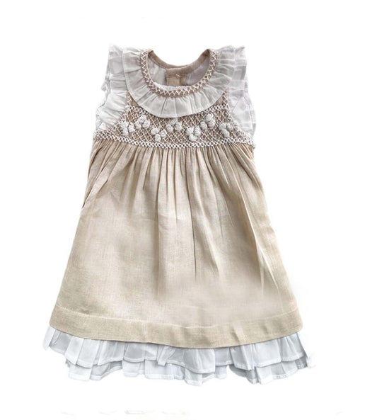 FEDERICA LINEN SMOCK DRESS | OAT