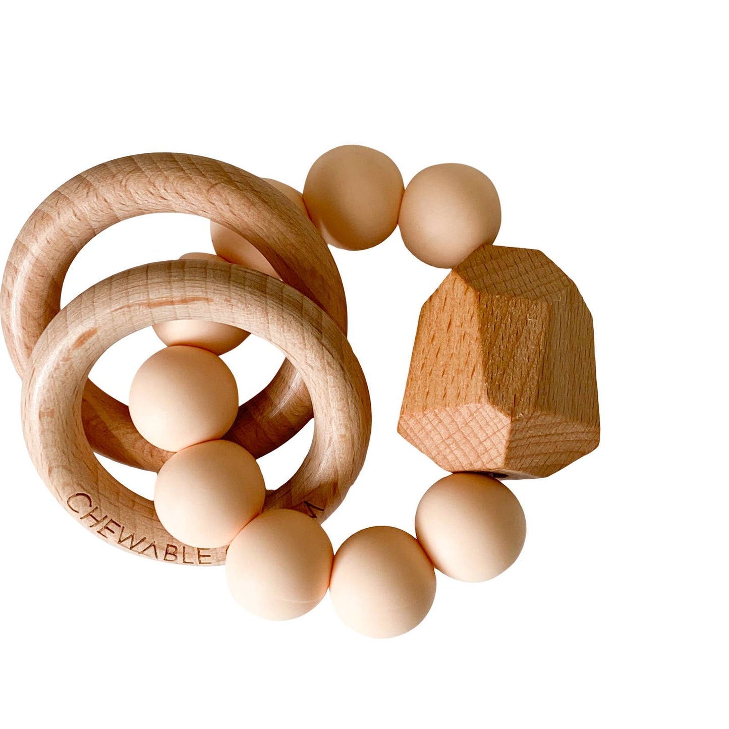 Hayes Silicone + Wood Teether - Creamsicle