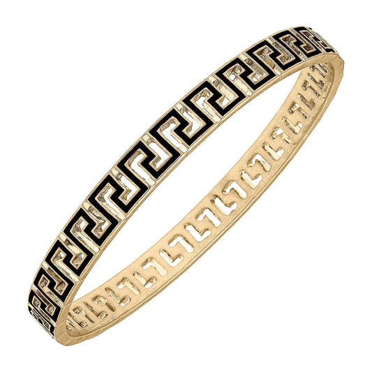 Ryan Game Day Greek Keys Enamel Bangle in Black