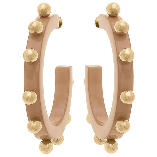 Kelley Studded Metal and Resin Hoop Earrings