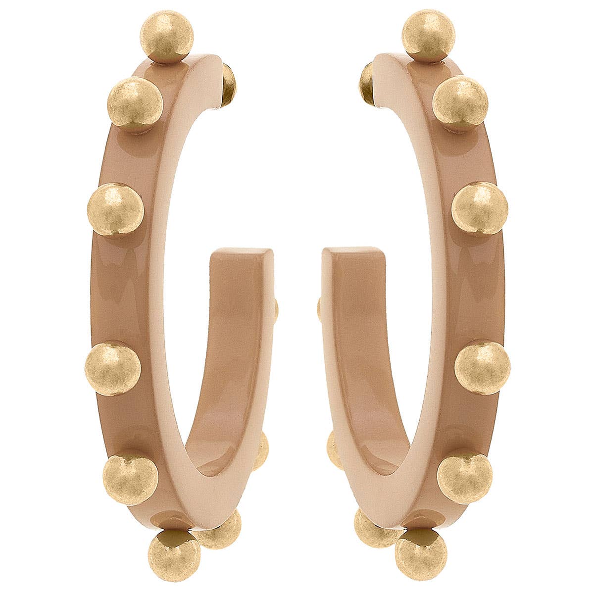 Kelley Studded Metal and Resin Hoop Earrings