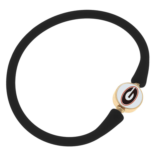 Georgia Bulldogs Enamel Silicone Bali Bracelet in Black