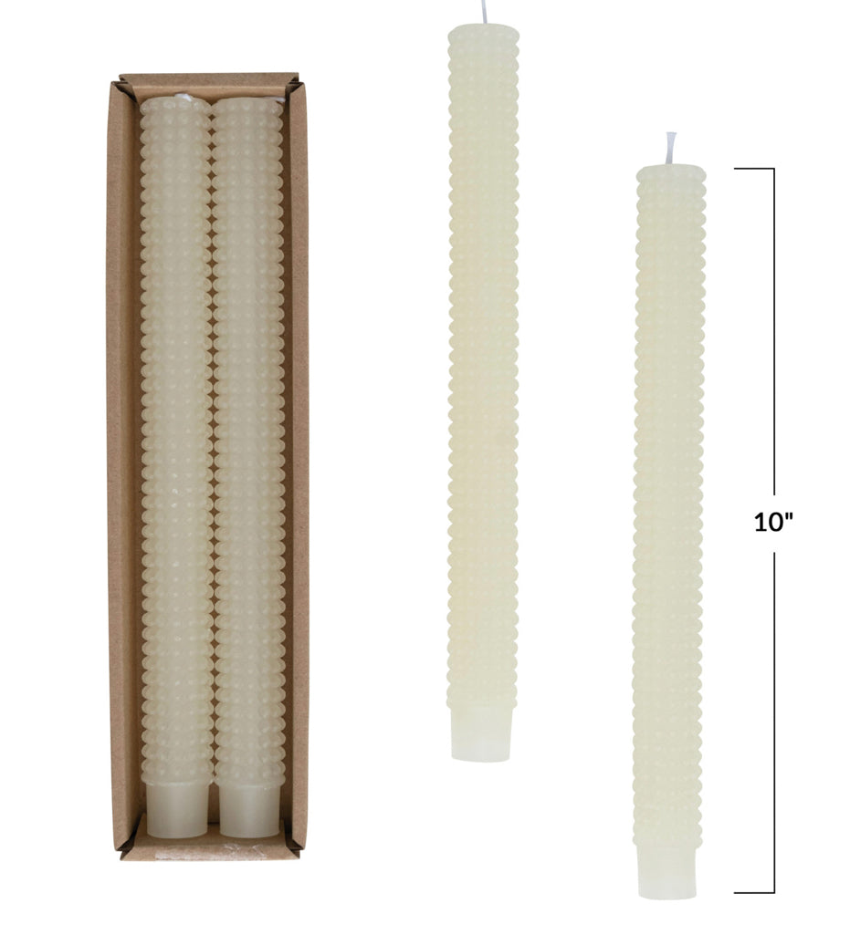 Hobnail Taper Candles in Box, Set of 2 - 10” | Cream