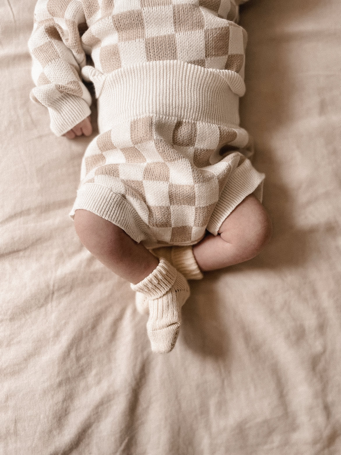 Checkered Jacquard Bloomers - Beige/Cream