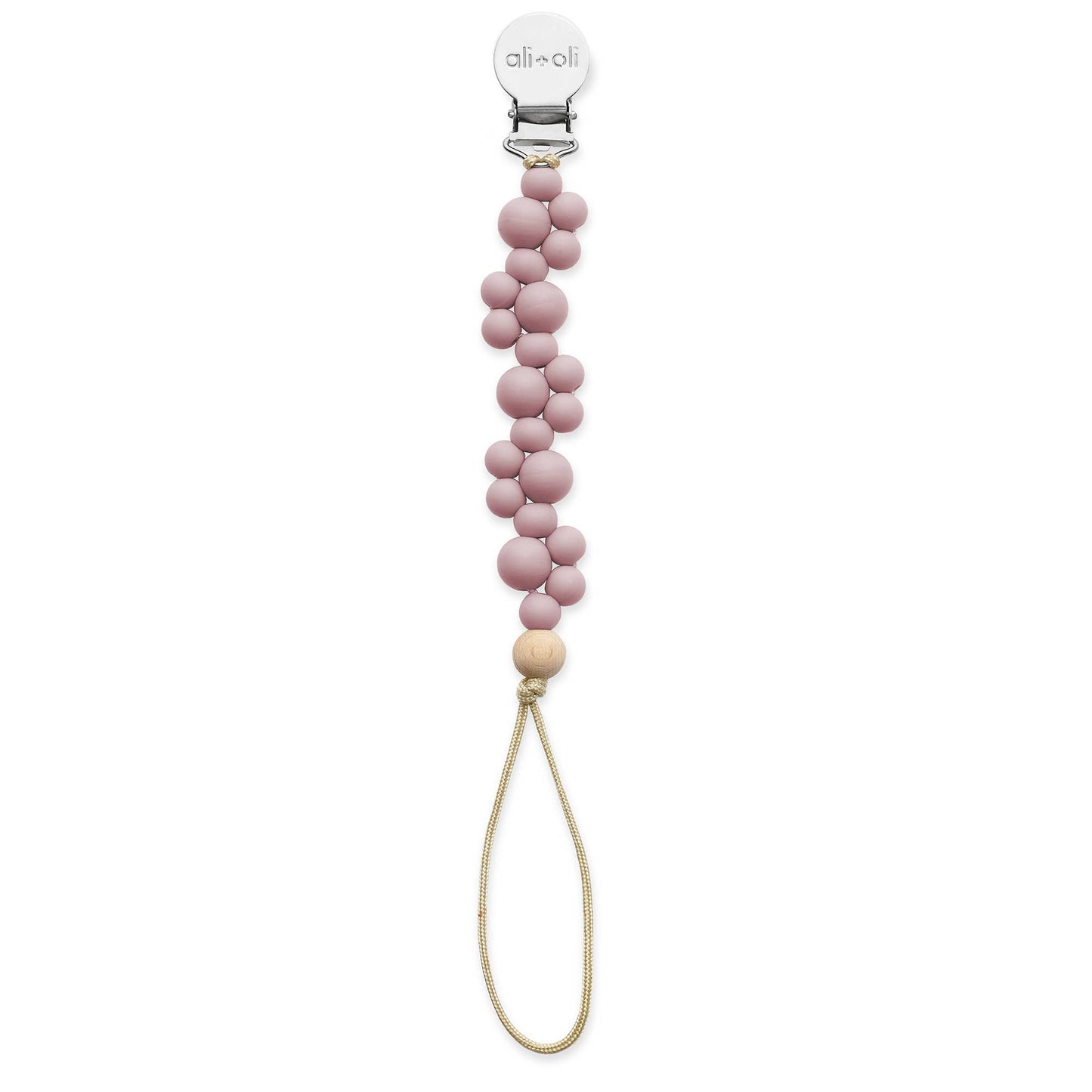 Ali+Oli Pacifier Clip - Bubbles (Mauve)