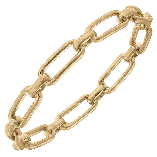 Greer Frozen Chain Bangle in Worn Gold