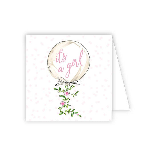Its A Girl Welcome Little One Balloon Enclosure Card