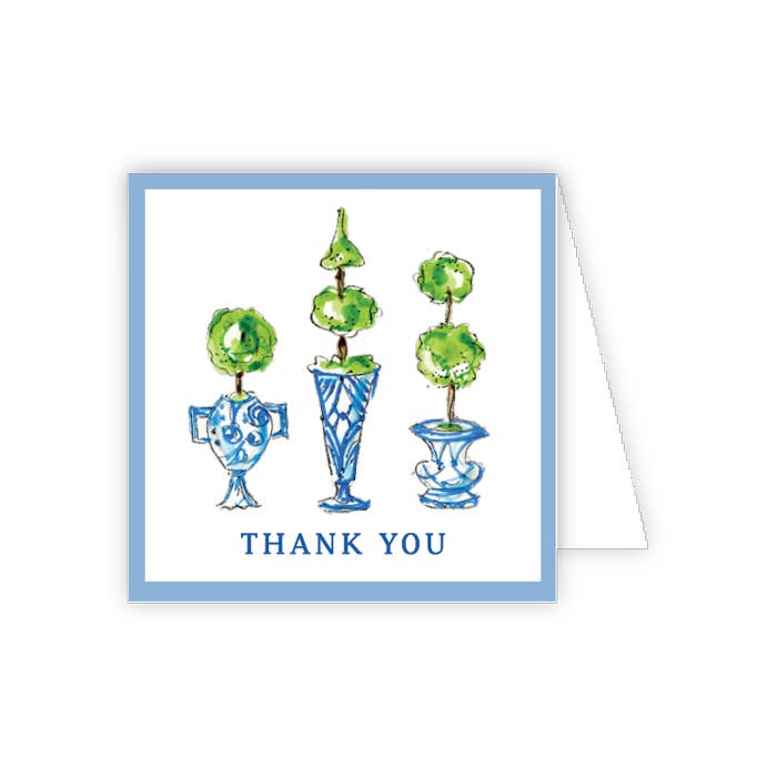 Thank You Handpainted Topiaries in Blue Pots Enclosure Card
