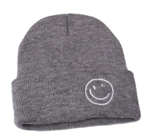 Kids Happy Beanie | Light Grey