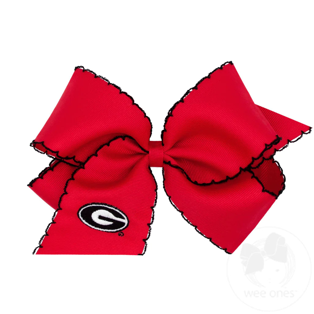 Medium GA Embroidered Moonstitch Bow - Red w/ Black Stitching