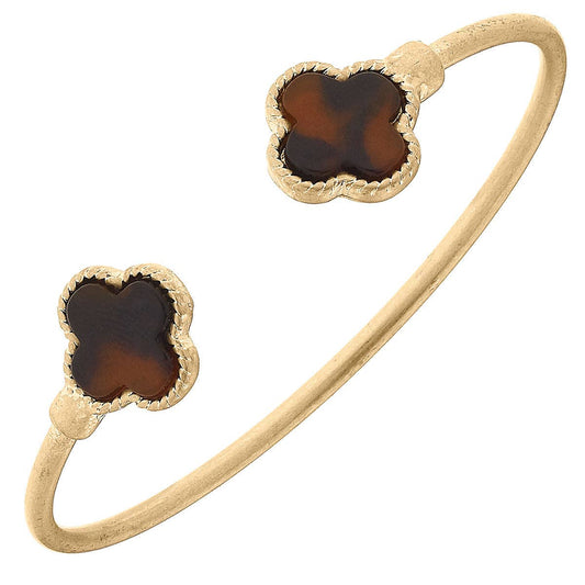 Sadie Clover Cuff Bracelet in Tortoise