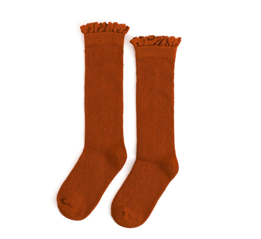 Pumpkin Spice Fancy Lace Top Knee High