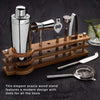 Mikasa Bliss Bar Tool Set with Wooden Stand, 8 Piece, Stainless Steel
