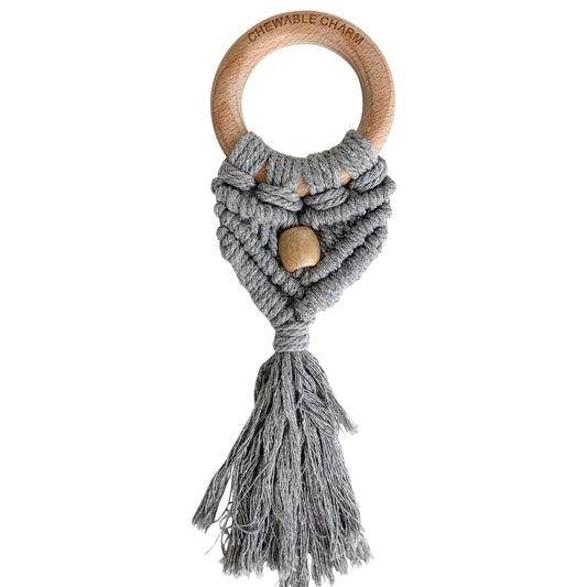 Celeste Macrame Teether + Bead -Grey