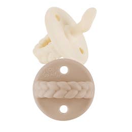 Sweetie Soother  Orthodontic Pacifier Set | Toast & Buttercream - Braids