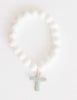 Rennie | 10mm White Turquoise, Verdi Cross Charm 7"