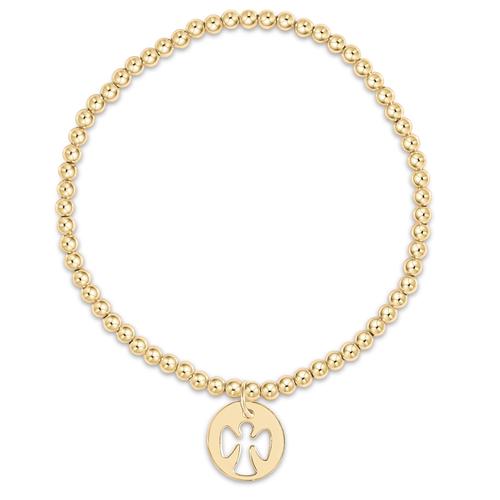 classic gold 3mm bead bracelet | guardian angel gold disc