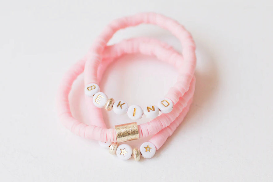 Emma - Pink | S/3 pastel disk bracelets -6.5 inches