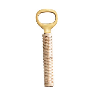Brass Bottle Opener w/Bamboo Handle