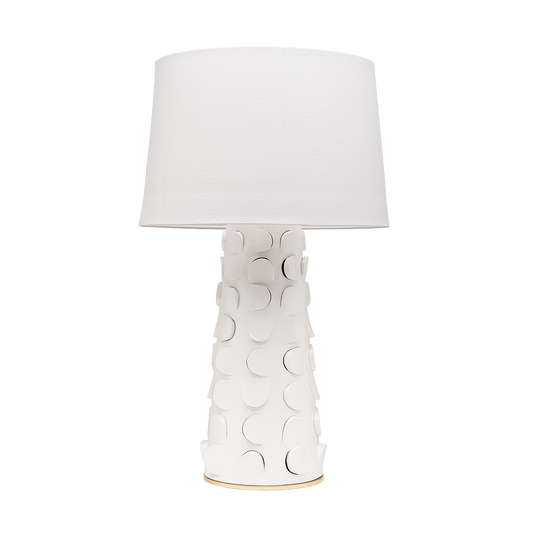 27” White Lustro/Gold Leaf Combo Table Lamp