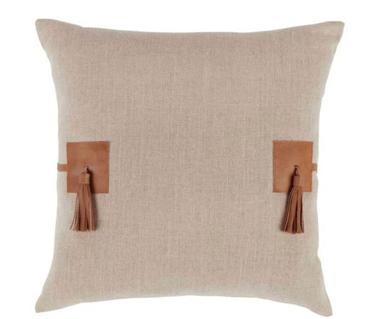 Brazo  Pillow - Natural/Chestnut - 20”x20”