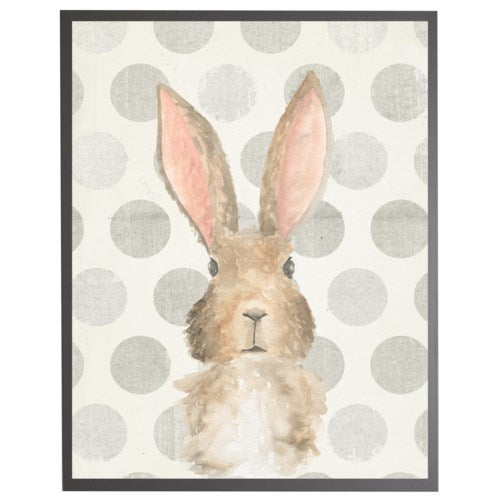 18x24 Watercolor Bunny Grey Polka Dots