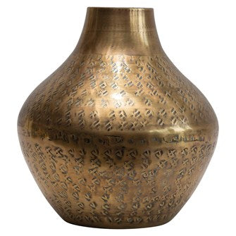 Hammered Metal Vase - Antique Brass Finish
