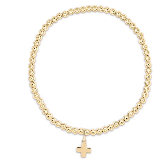 enewton extends | classic gold 3mm bead bracelet | signature cross gold charm